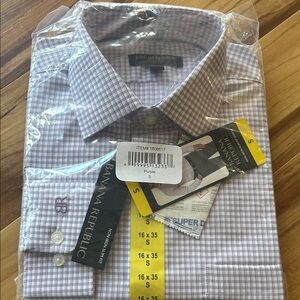Banana Republic Men's Purple Plaid Dress Shirt